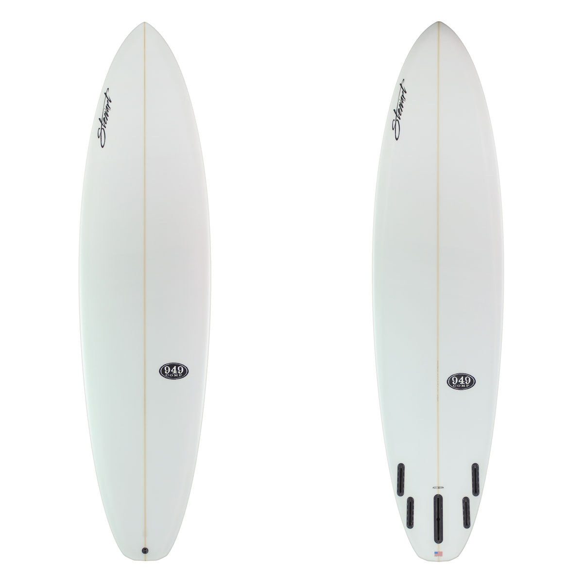 Stewart Mid-Length 7'6" 949-Comp (7'6", 22 1/2", 2 7/8") B#129872 clear and sanded only with black logos