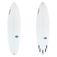 Stewart Midlength 7'0" 949-Comp (7'0", 22", 2 3/4") B#130204. All clear with black stewart and 949c logos. Sand Only.