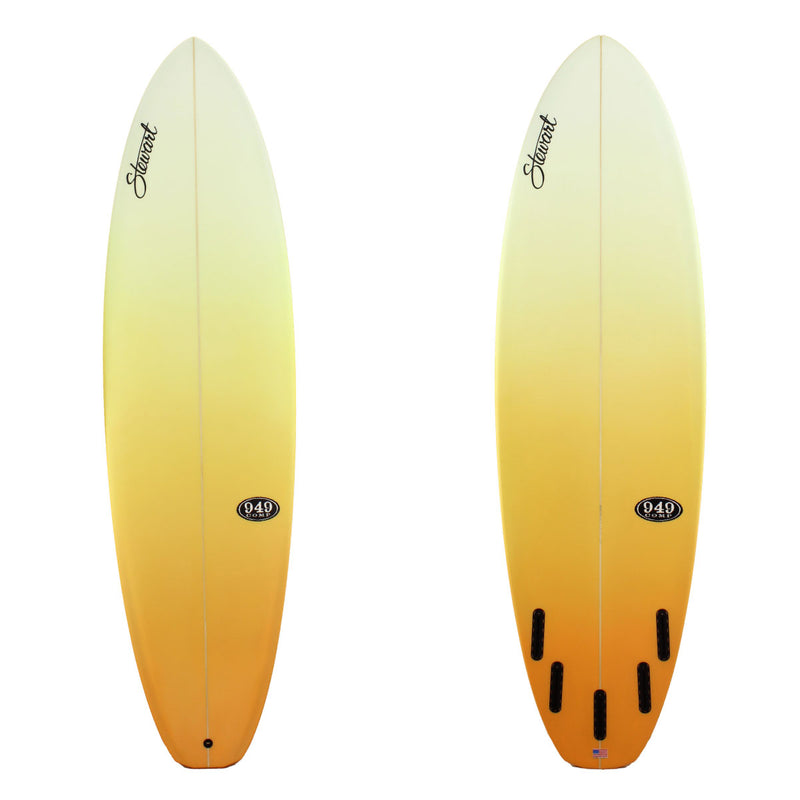 Stewart Surfboards 7'0" 949-Comp with yellow fade deck and bottom