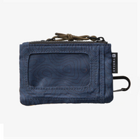 Blue wallet with a visible brand logo on a white background