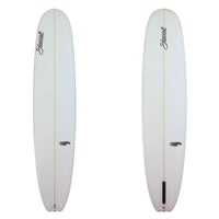 Deck and Bottom View of Stewart Bird Longboard no color work sand finish