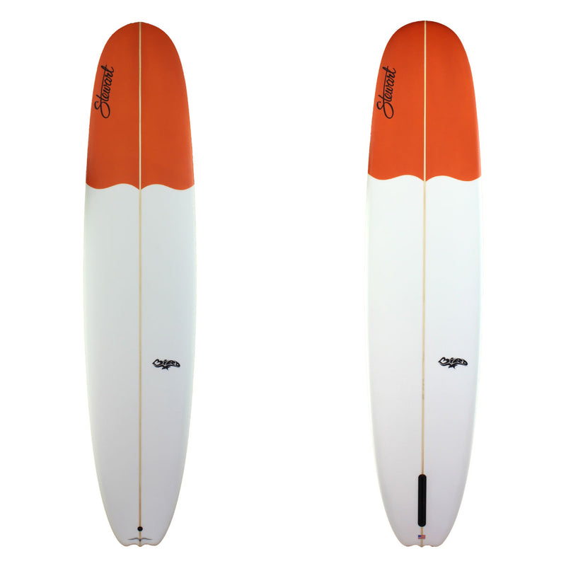 Stewart Surfboards 10'0" Bird longboard with red-orange painted nose