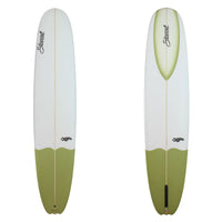 Stewart Bird Single fin longboard with GREEN TAIL DIP and GREEN NOSE CONCAVE HIGHLIGHT