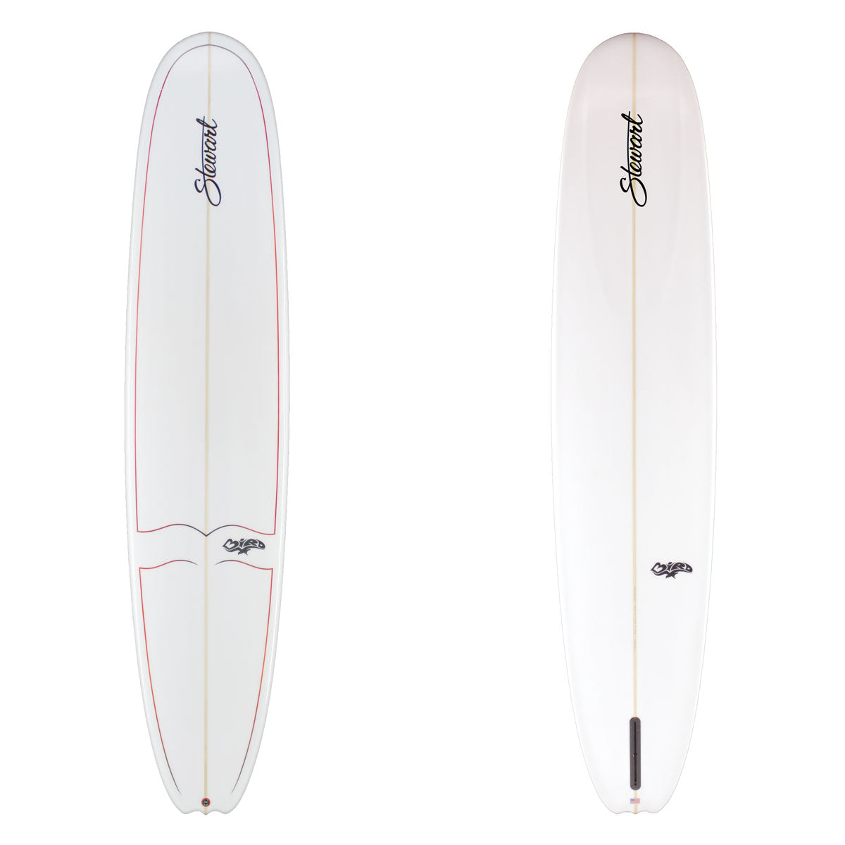 Stewart Longboard 9'2" Bird (9'2", 23 1/4", 3 1/8") B#128766 with red pin lines on the deck Gloss & Polished