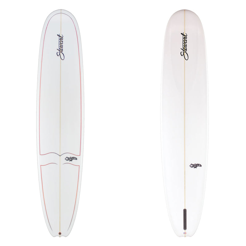 Stewart Longboard 9'2" Bird (9'2", 23 1/4", 3 1/8") B#128766 with red pin lines on the deck Gloss & Polished