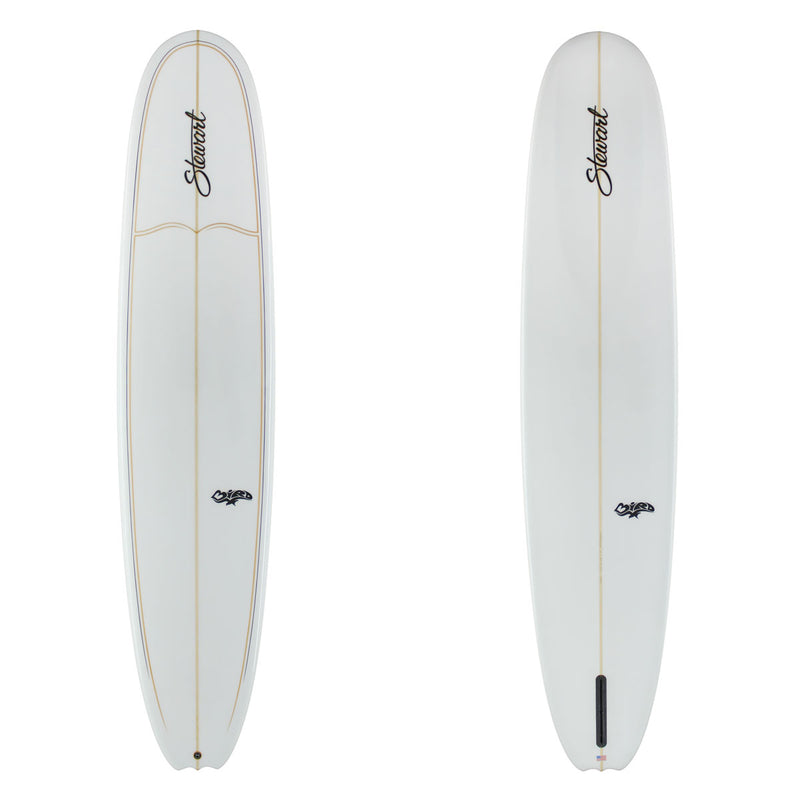 stewart bird longboard with gloss polish and red and black pinlines 
