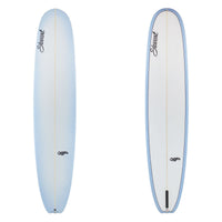 Stewart Longboard 9'6" Bird (9'6", 23 3/4", 3 1/4") B#129388 with a light violet blue fade on the deck and rails