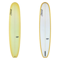 Stewart Longboard 9'0" Bird (9'0", 23", 3") B#129913 Light orange resin tint on deck to rail wrap. Clear bottom. Black stewart and Bird logos. Sand Only.