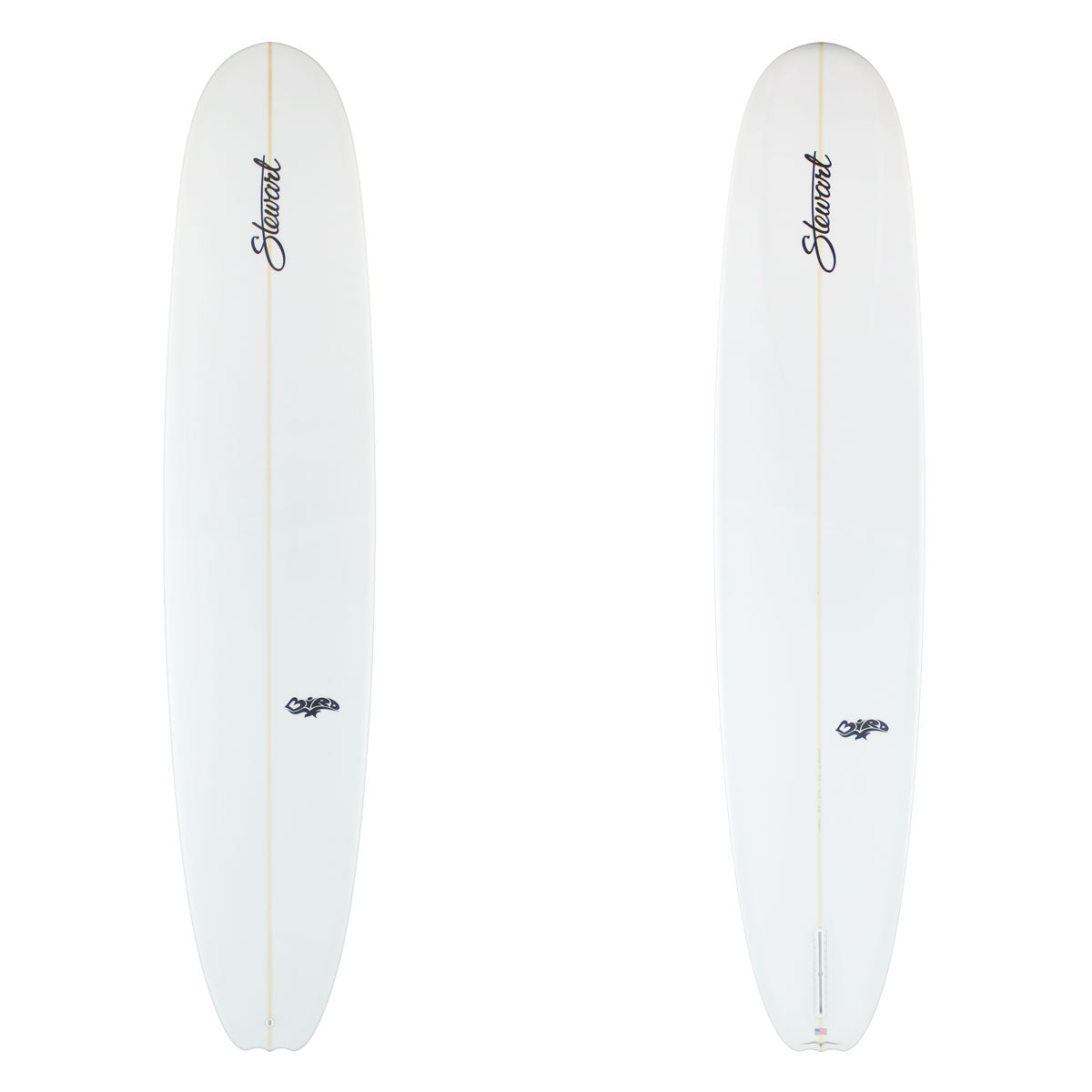 Stewart Longboard 9'4" Bird (9'4", 23 1/2", 3 1/4") B#129937 Clear with Black logos, white finboxes, sand only