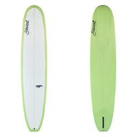 Deck and bottom view of a Stewart Bird with a green tint on the bottom wrapped around to the rails on the deck