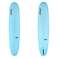 Stewart Longboard 9'0" Bird (9'0", 23", 3") B#130132 Light blue resint tint. Black stewart and bird logos. Sand Only.