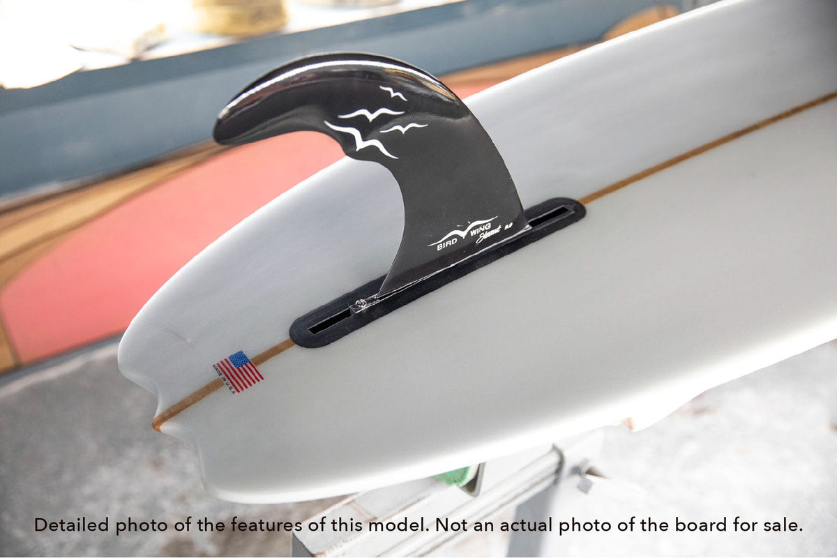 detail of the fin included with the Bird single fin longboard