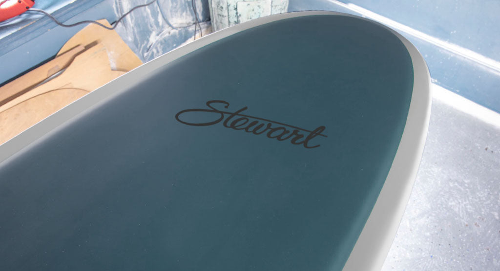 detail of the bottom nose of the Stewart HydroCush 2Fun mid length soft top surfboard