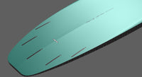 detail view of the emerald green tail and black fin boxes on the Stewart HydroCush Fartknocker SBD alternative shortboard soft top surfboard