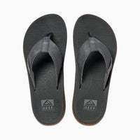 Pair of gray Reef sandals on a white background