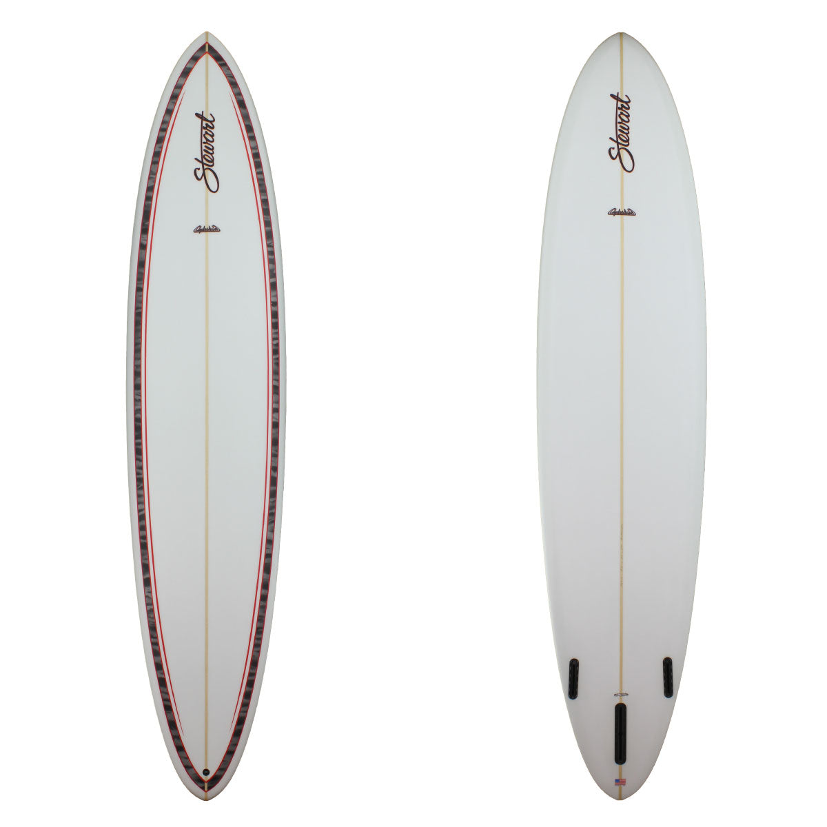 Stewart 9'6" Clydesdale Longboard with black and grey rails and red pinline (9'6", 24", 3 3/4") B#128263