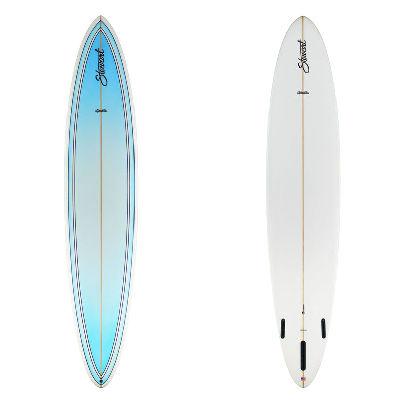 Stewart Longboard 10'0" Clydesdale (10'0", 23 3/4", 4") B#129124 with a blue to light blue fade panel on the deck