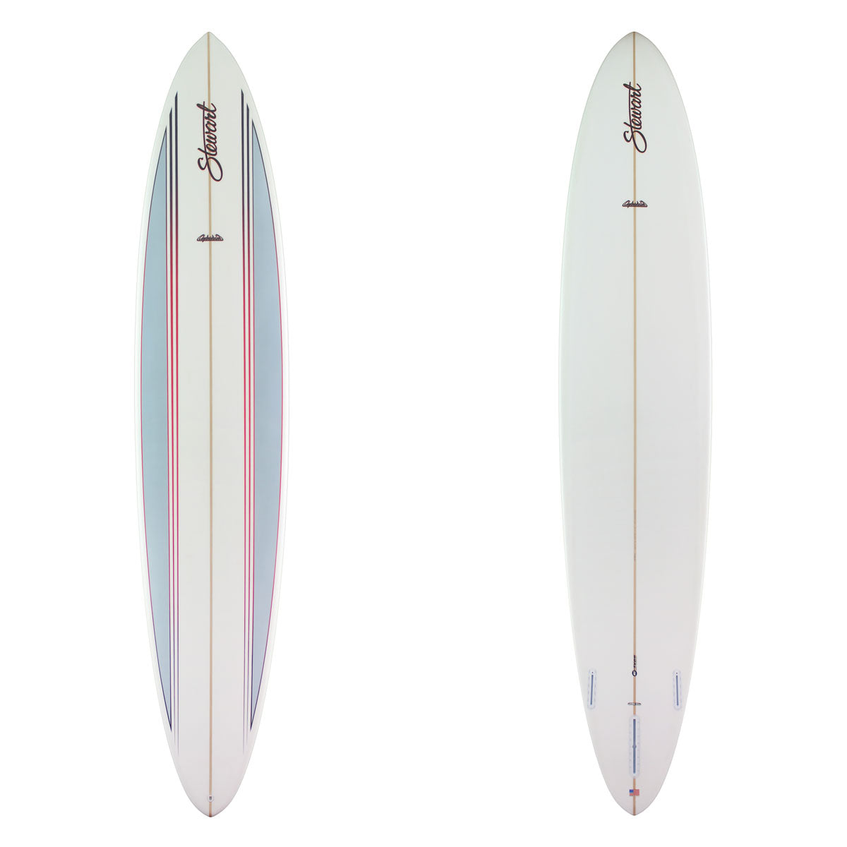 Stewart Longboard 10'0" Clydesdale (10'0", 23 3/4", 4") B#129946 with grey split panels on the deck and red pinlines 