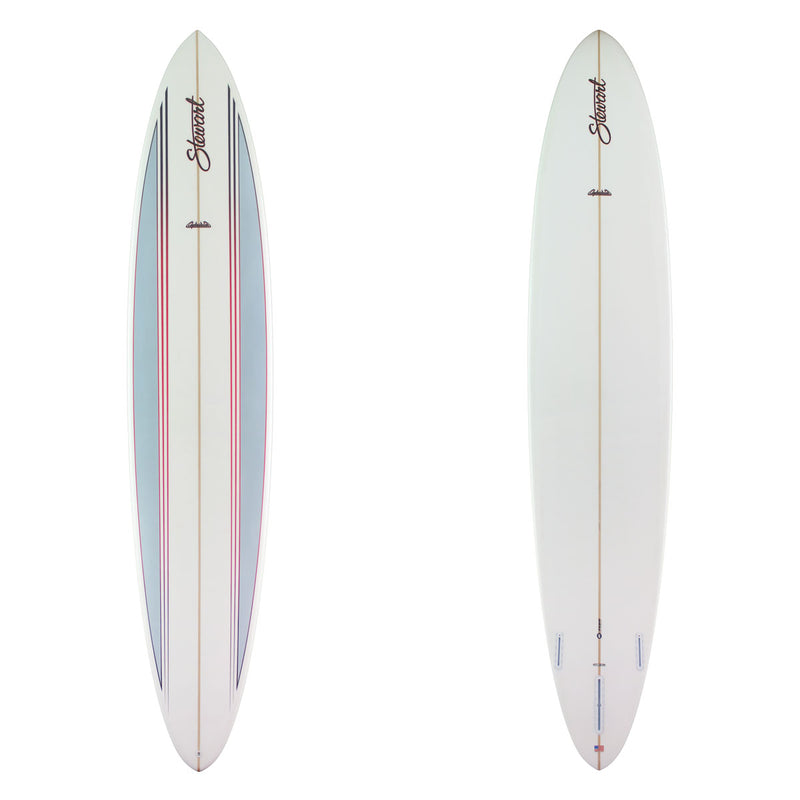 Stewart Longboard 10'0" Clydesdale (10'0", 23 3/4", 4") B#129946 with grey split panels on the deck and red pinlines 