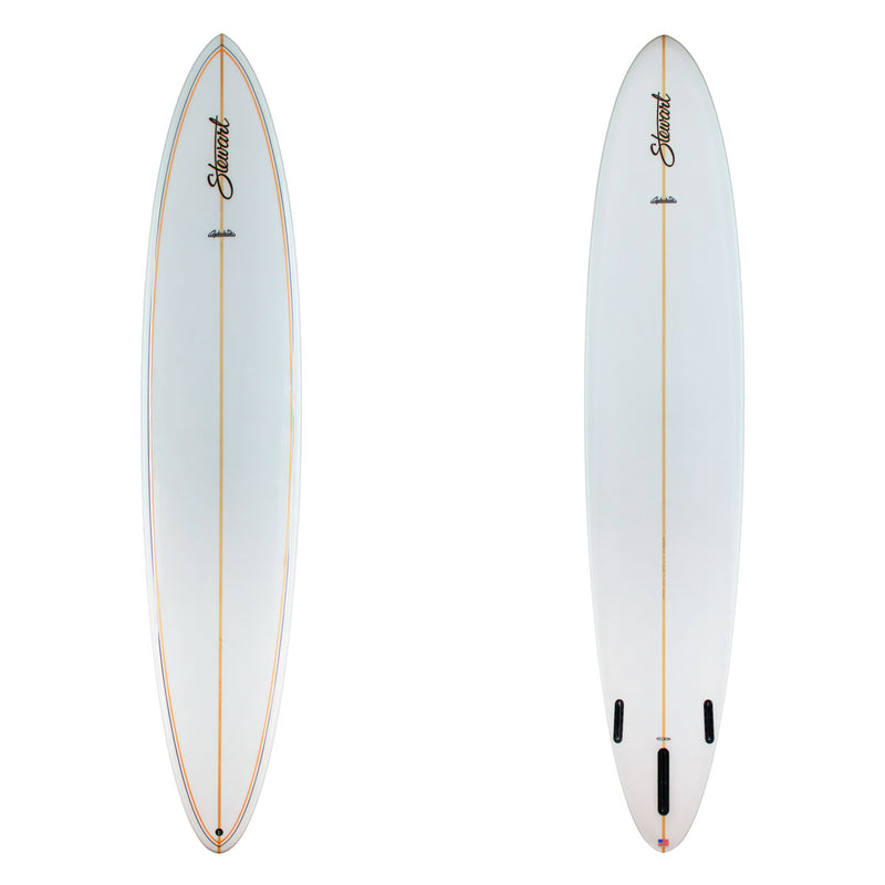 Stewart Longboard 10'0" Clydesdale (10'0", 23 3/4", 4") B#129123 Gloss & Polish with a black and gold 1/8 pin line on the deck