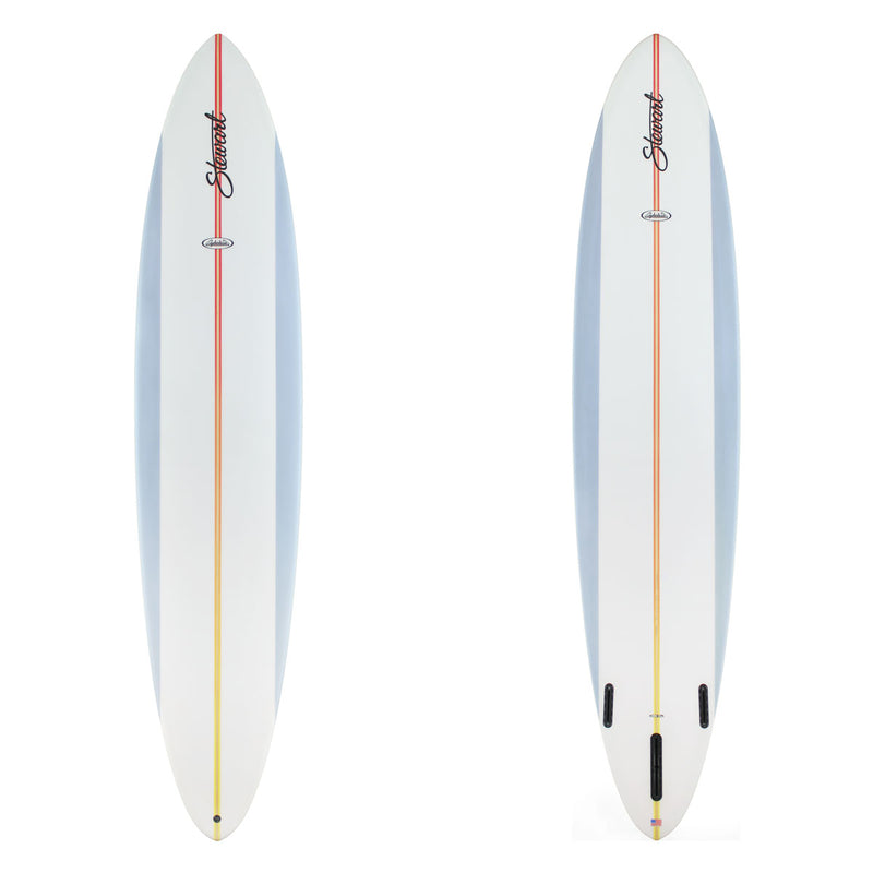 Stewart Longboard 9'6" Clydesdale (9'6", 24", 3 3/4") B#129285 with grey rails and a red stringer