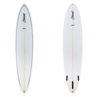 Stewart Longboard 9'6" Clydesdale (9'6", 24", 3 3/4") B#129683 Gloss & Polish with black and blue pin lines on the deck