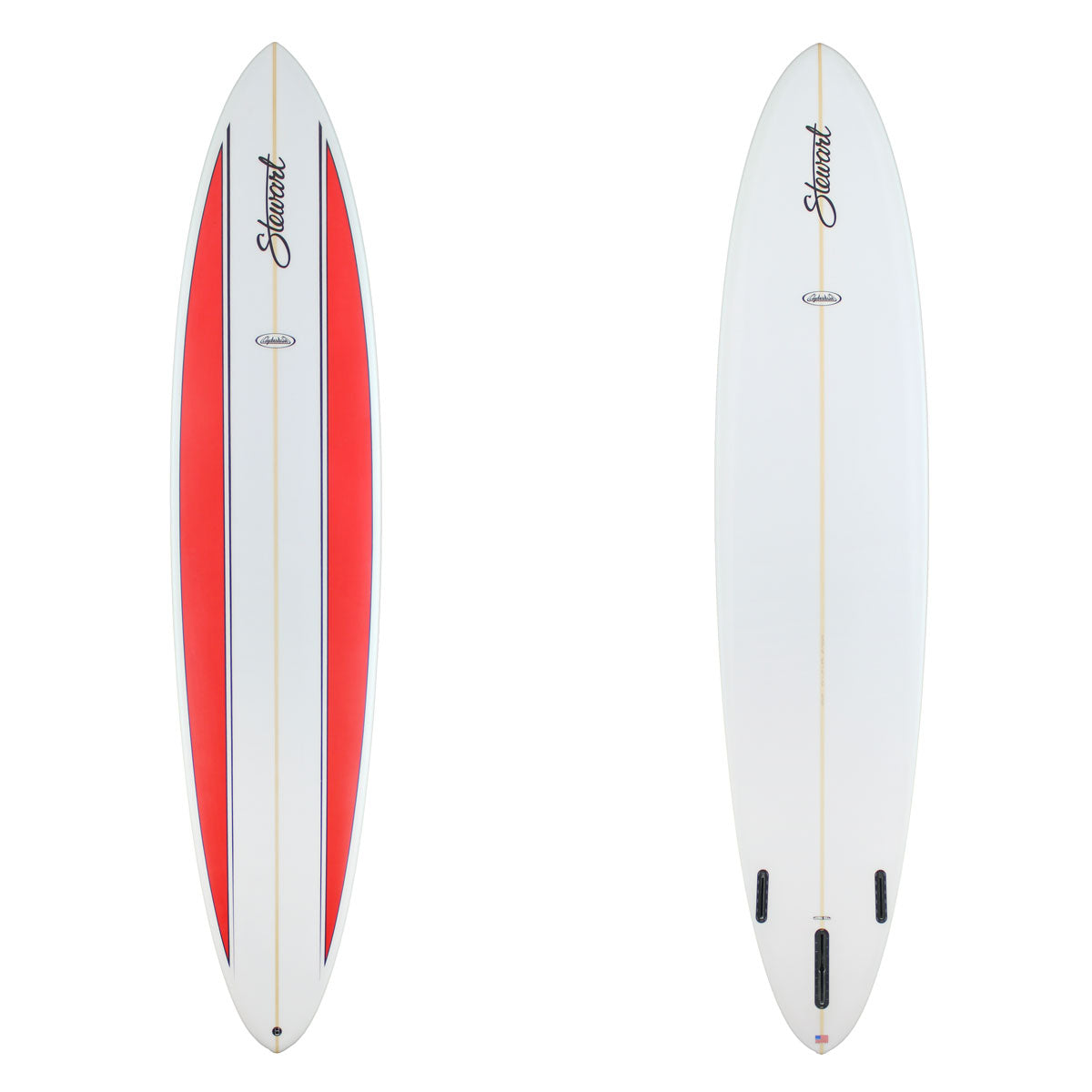 Stewart Longboard 9'6" Clydesdale (9'6", 24", 3 3/4") B#129695 with red split panels on the deck