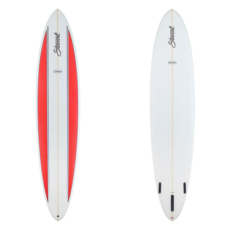 Stewart Longboard 9'6" Clydesdale (9'6", 24", 3 3/4") B#129695 with red split panels on the deck
