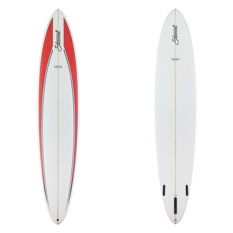 Stewart Longboard 10'0" Clydesdale (10'0", 23 3/4", 4") B#129944 with a red split panel on the deck rails