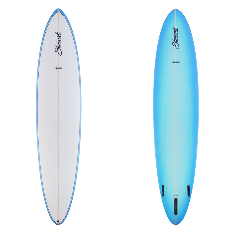 Stewart Longboard 9'6" Clydesdale (9'6", 24", 3 3/4") B#130078 with a blue fade on the bottom and rails