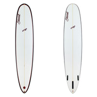 Stewart Longboard 9'0" CMP (9'0", 22 5/8", 2 5/8") B#130030 Clear with Black Rails and Red Pinlines Black and Red Logos
