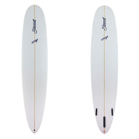 Deck and bottom view of a clear Stewart CMP Longboard