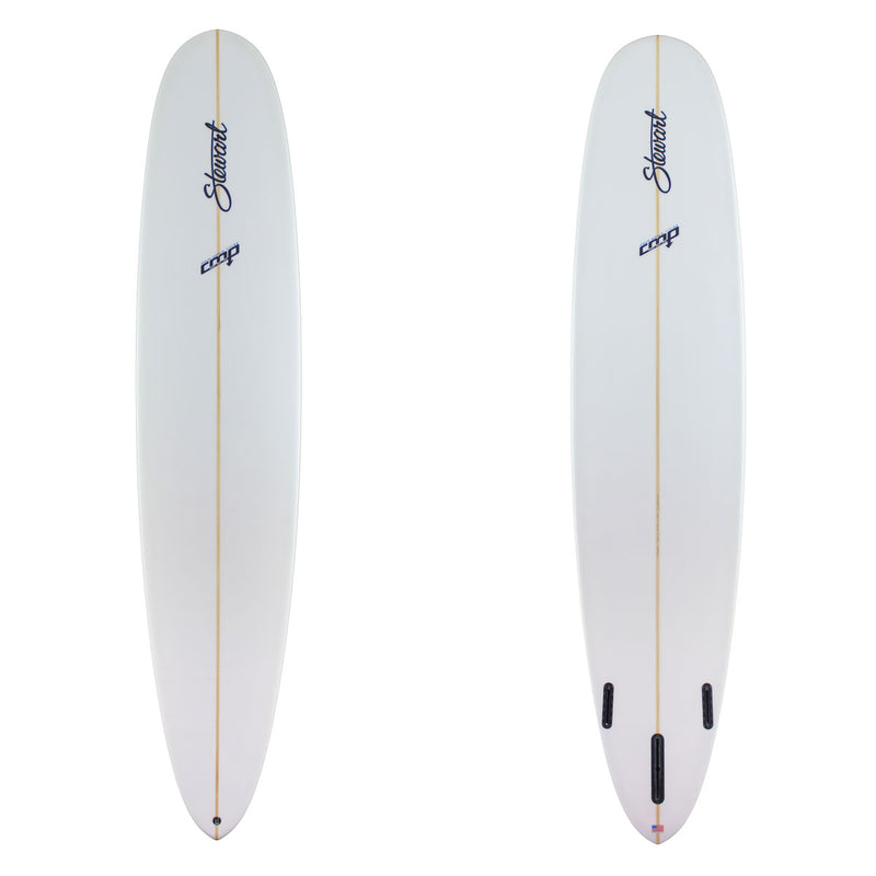 Deck and bottom view of a clear Stewart CMP Longboard