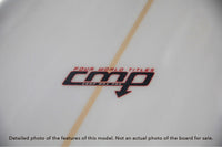 detail of logo of Stewart CMP longboard surfboard