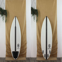 Tokoro Shortboard EPS 6'8 x 20 1/2 x 3 1/8 clear with composite strips on deck and bottom and black faux stringer