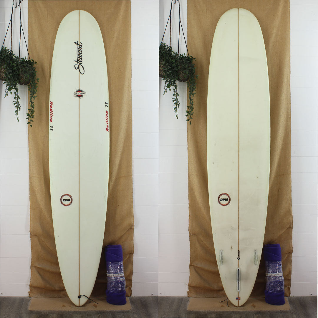 Stewart RPM Longboard EPS 9'2 with redline and RPM logos clear glassjob 