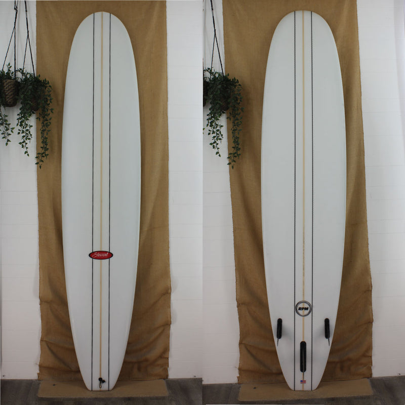 USED Stewart RPM 9'6" x 23 1/2" x 3 5/8" Poly Longboard

CLEAR glassjob with 2 black pinlines
