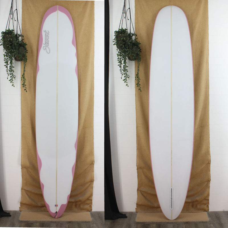 deck and bottom view of stewart Tipster with pink paint on deck