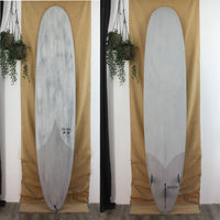 deck and bottom of grey firewire longboard