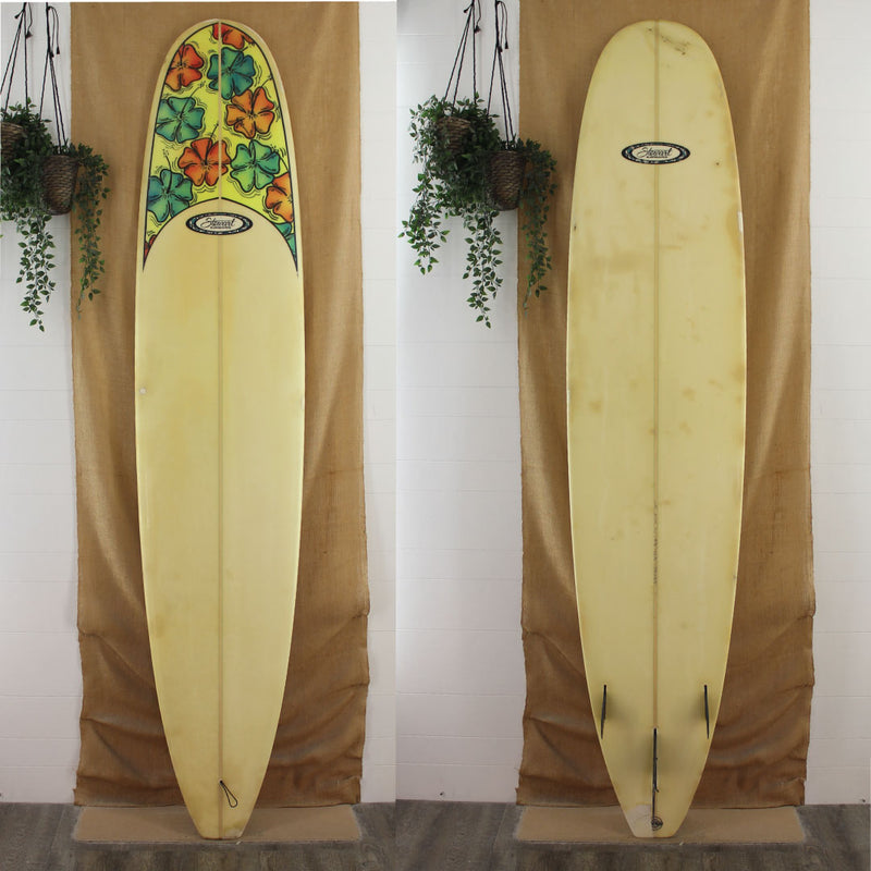 USED Stewart 9'0" x 22 3/4" x 2 7/8" Poly Longboard with aloha nose panel 