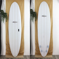 Blair SUP with 5 stringers all white with blue fins