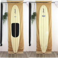 USED Stewart MWC 9'3" x 23" x 3" triple stringer with a black foam deck patch no color work