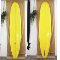 Deck and bottom view of a Yellow Velzy Longboard