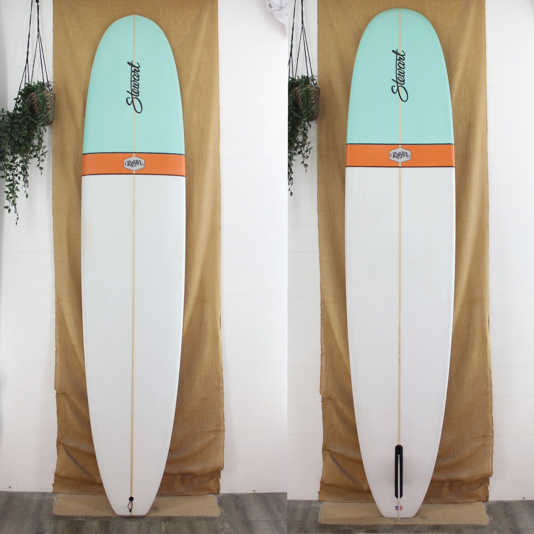 Deck and bottom view of Stewart Ripster with competition band on the nose