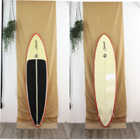 USED Stewart 7'2" x 21" x 2 3/4" with red rails and a black deck path
