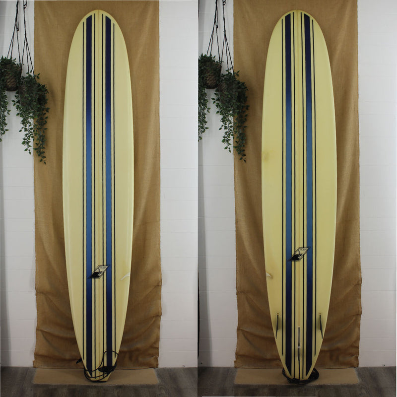 joe bark poly longboard 9'5 w blue and black full length pin stripes