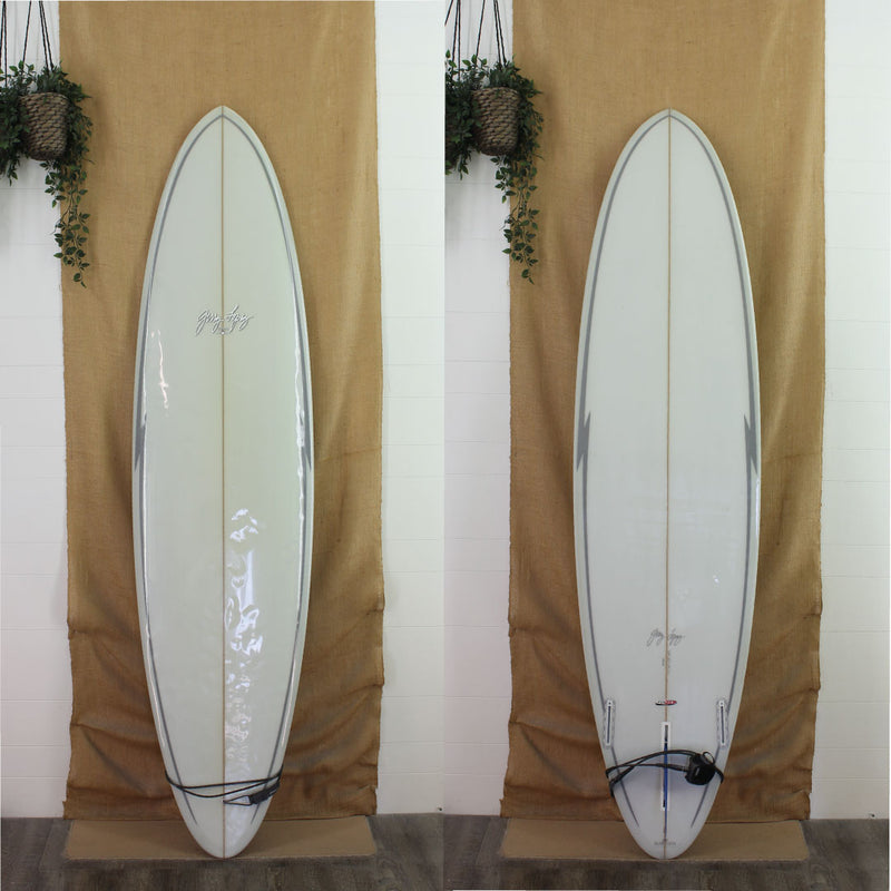 gerry lopez surftech board grey rails and gloss finish 