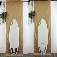 used clear russel shortboard with fins and traction 