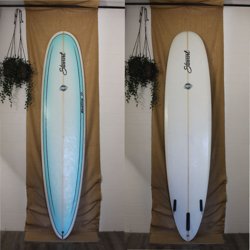 USED Stewart Redline 11 longboard 9' x 23 3/4" x 3 1/4" POLY blue fade