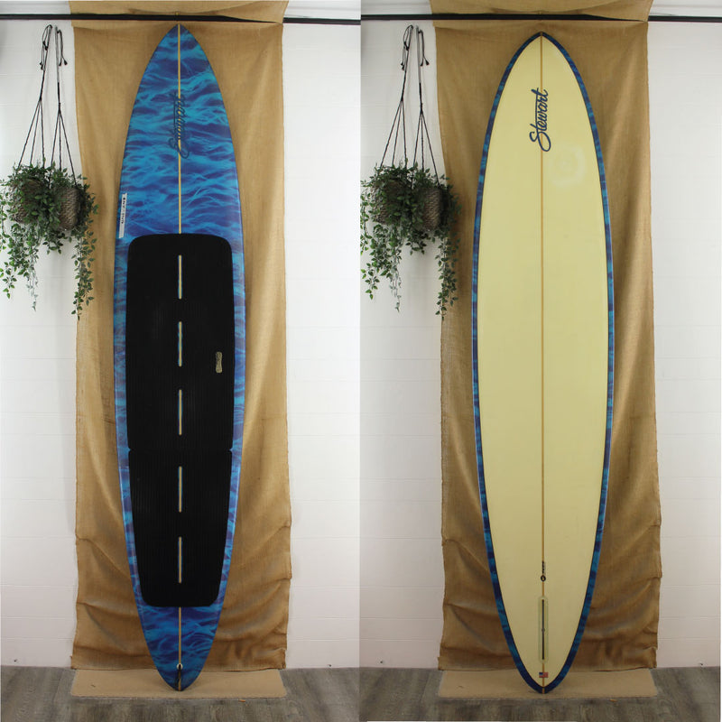 USED Stewart Clydesdale longboard 10' x 24" x 3 3/4" EPOXY blue with yellowing